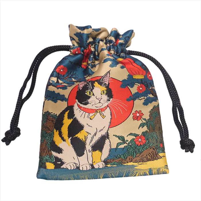 Rakuten - 織生地巾着 三毛猫 巾着 きんちゃく袋 小物入れ 和小物 和柄 クリアストーン 4560320915522