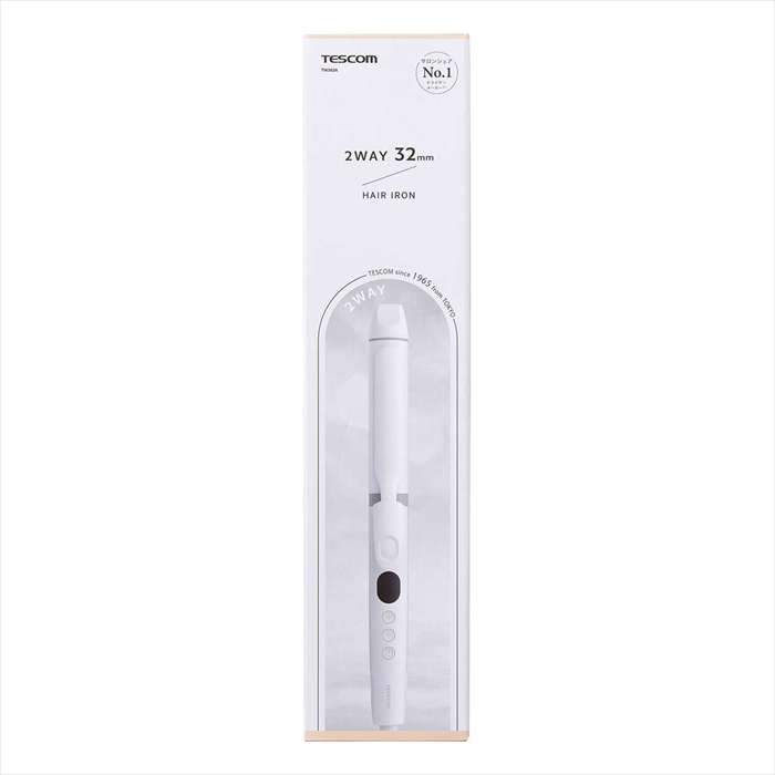 2WAYアイロン ホワイト ストレート カール アイロン径32mm ヘアアイロン テスコム ...
