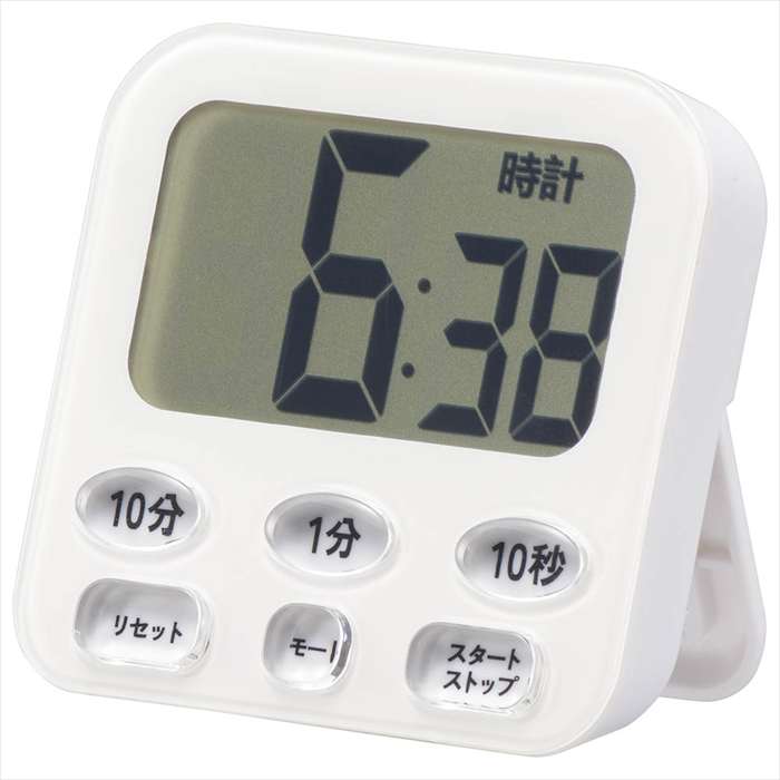 SEARCH WORD：時計付きタイマー 時計機能付 100分計 ガラスドア冷蔵庫対応用吸盤付 単4形×1本使用 大画面 タイマー キッチンタイマー デジタルタイマー フック穴 マグネット付 商品概要：見やすい大画面、時計機能付き。100分計。タイマー（カウントダウン）、ストップウォッチ（カウントアップ）機能。リピート機能。フック穴付き。裏面に磁石2個付き。ガラスドア冷蔵庫対応用吸盤付き。本体カラーはホワイト。「品番」：08-1554。商品仕様：■メーカー：OHM■JANコード：4971275815544■商品名：時計付きタイマー（時計機能付/100分計/ガラスドア冷蔵庫対応用吸盤付/単4形×1本使用/ホワイト）■型番：COK-T141-W■表示方式：液晶4桁表示■材質：アクリル、ABS樹脂、PVC（吸盤）■セットタイム：カウントダウン…10秒～99分50秒、カウントアップ…1秒～99分59秒■アラーム時間：約30秒■電源：DC1.5V（単4形乾電池×1本/別売）■電池寿命：約1年（1日2回、アラームを使用した場合）■使用温度範囲：5～40℃■質量：約72g（乾電池、吸盤除く）■外形寸法：（約）幅75×高さ74×奥行21mm■精度：アラーム…約±0.5秒/100分、時計…約±2秒/日■ご注意事項：※ 画像はイメージです。※ 画面上のカラーはご使用ブラウザやモニターの設定により、実物とは若干異なる場合がございます。※記載のサイズは（約）となります。目安としてご確認下さい。※商品概要、仕様、サービス内容及び企業情報などは商品発表時点のものです。※最新の情報に関しましては、メーカーサイトをご覧ください。※発売前予約商品についてはメーカーの商品製造数により納期が遅れる場合やご注文キャンセルをお願いする場合がございます。