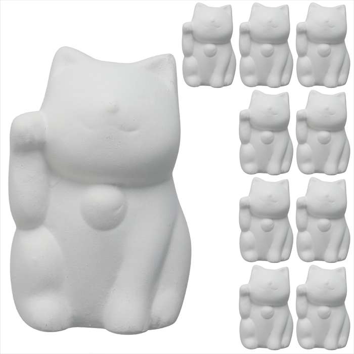 SEARCH WORD：おえかき陶器　まねきねこ　招き猫　右手　10個セット　立体ぬりえ　陶器　お絵かき　手作り　工作キット　親子イベント　ワークショップ　子ども　自由工作　自由研究　図工　夏休み　冬休み　小学校　中学校　大人　趣味　DIY　 教材　イベント　景品　プレゼント　おうち遊び　室内遊び商品概要：手のひらサイズの真っ白な陶器にお子様から大人までお楽しみいただけるおえかきシリーズです。好きな色、好きな顔をリアルに描いたり、アイデアひとつで変身させたり、シリーズで揃えたり、楽しみ方はいろいろ。お子さまの創造力を思う存分発揮できます。作品完成後は思い出のインテリアとしておうちに飾れます。陶器と推奨の画材（カラーペンなど）があればどこでもすぐに出来るお手軽さが魅力です。立体へ着色することによって、空間認知能力を刺激し、知育教育や脳のトレーニングに効果があります。水族館や動物園はもちろん、商業施設などのイベント会場や学童保育、学校でのPTA活動、介護施設のレクリエーションなど幅広い会場・イベントで活躍できます。。商品仕様：■メーカー：おみくじ工房■JANコード：4580245591892■商品名：おえかき陶器 まねきねこ右手 10個セット 陶器製 色付け 絵付け ハンドメイド ■型番：58902■本体色：ホワイト■商品サイズ：約31×31×47mm■セット内容：本体×10■1個重量（g）：320■材質：陶器（素焼き）■製造国：日本■販売単位：セット■1個梱包形態：箱入り■注意：本商品は10個セットのみの販売です。ばら売りは行っておりません。素焼き陶器のため、落下などの強い衝撃で割れる場合があります。また、保管環境によって耐久性が異なります（冷暗所保管5～10年程度、屋外や高温環境2年程度で劣化）。色付けの推奨画材は水性顔料系：マーカー、絵の具、色鉛筆です。水性の染料系マーカーも使用可能ですが、素材にしみこみやすいため薄い色から重ね塗りするのがコツです。クレヨン、油性マジックは重ね塗りしにくいほか汚れやすかったりするため推奨しておりません。また、絵の具の厚塗りは、乾燥後にひび割れる場合もございます。※商品概要、仕様、サービス内容及び企業情報などは商品発表時点のものです。※最新の情報に関しましては、メーカーサイトをご覧ください。※発売前予約商品についてはメーカーの商品製造数により納期が遅れる場合やご注文キャンセルをお願いする場合がございます。