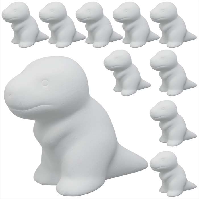 おえかき陶器 きょうりゅうティラノサウルス 10個セット 陶器製 色付け 絵付け ハンドメイド おみくじ工房 58904
