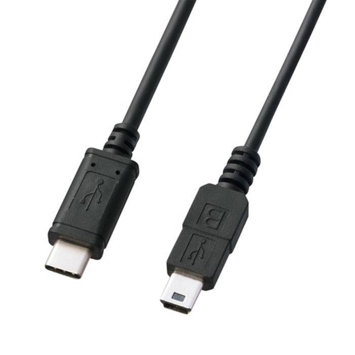 パソコン・タブレット用 USB2.0 TypeC-miniB ケーブル 2.0m データ転送 耐振動 耐衝撃性 ブラック サンワサプライ KU-CMB20