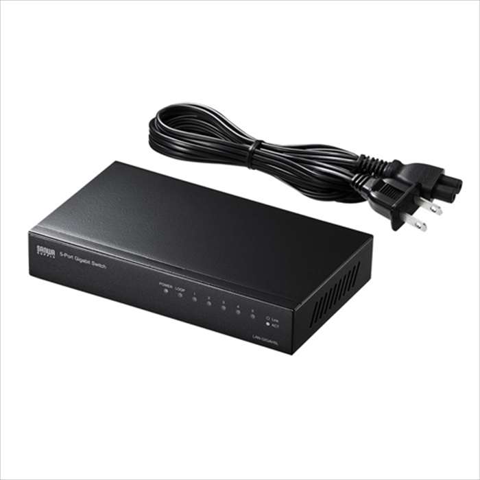 【代引不可】ギガビットスイッチングハブ 5ポート ループ検知機能搭載 メタル筐体 電源内臓タイプ 小型 設置 便利 サンワサプライ LAN-GIGAH5L