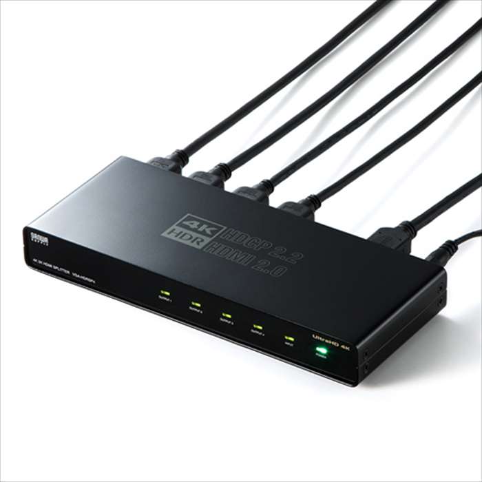 【沖縄・離島配送不可】【代引不可】HDMI分配器 4分配 4K/60Hz/HDR対応 高画質 高音質 高精細HDMI 高輝度HDR サンワサプライ VGA-HDRSP4
