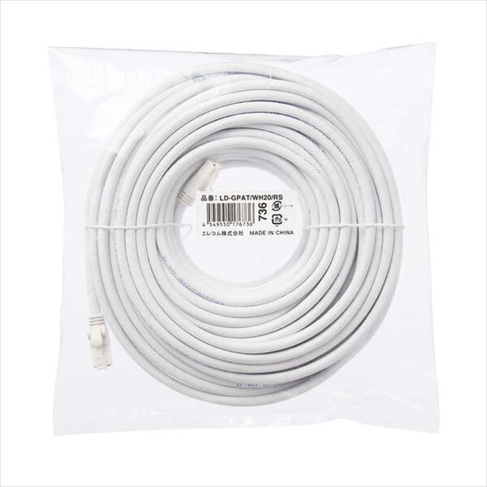 ������Բġ�LAN�����֥� ���ƥ��꡼6A 20m �ۥ磻�� ����������� Ķ��® 10GBASE-T�б� �ĥ��ޤ��ɻ� ���쥳�� LD-GPAT/WH20/RS