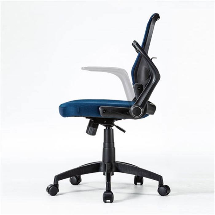 【沖縄・離島配送不可】【代引不可】メッシュチェア 椅子 肘掛け付き デスクチェア オフィスチェア PCチェア OAチェア 上下5段階調節 ブルー サンワサプライ SNC-NET21BL [3]