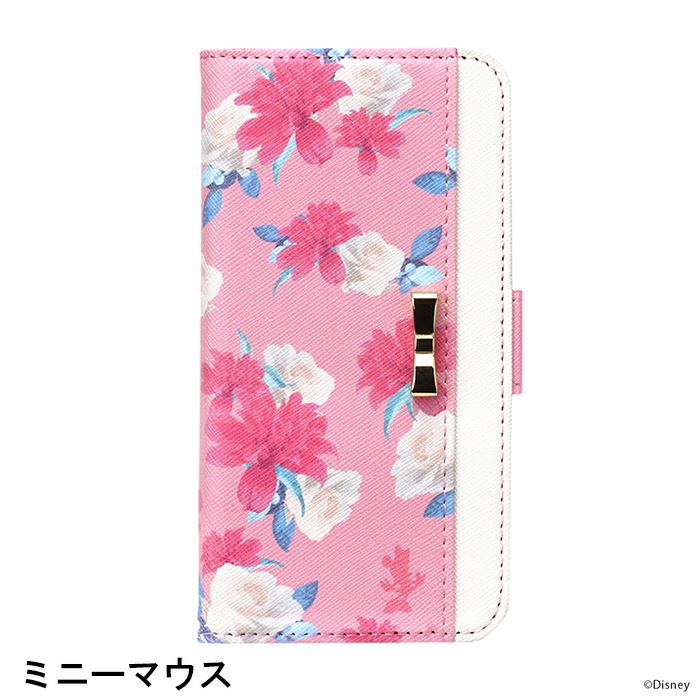 iPhone 12 mini フリップカバー ディズニー プリンセス 花柄 手帳型ケース カード...