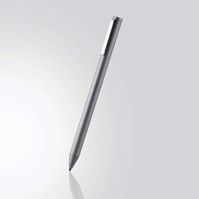 タッチペン iPad専用 電池式アクティブタッチペン 極細 ペン先2.0mm クリップ付 スタイラス オートスリープ機能 グレー エレコム PWTPACSTAP01GY
