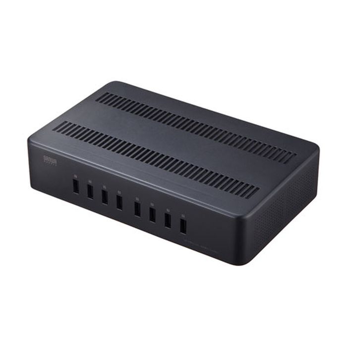 【沖縄・離島配送不可】【代引不可】USB充電スタンド 8ポート 合計19.2A 高耐久タイプ AC充電器 据え置き型 スマホ タブレット コンパクト 便利 サンワサプライ ACA-STN74BK