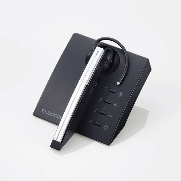 【代引不可】Bluetooth ヘッドセット デュアルマイク ノイズキャンセル機能搭載 充電台付 通話 片耳タイプ シルバー エレコム LBT-HSC50PCSV