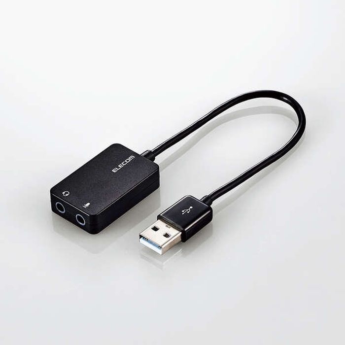 Rakuten - 【代引不可】USBオーディオ変換アダプタ ケーブルタイプ φ3.5mm USB to ステレオミニジャック 3極 4極 対応 ブラック エレコム USB-AADC02BK