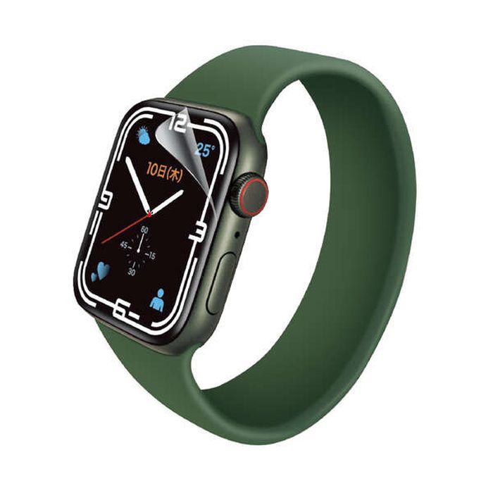 【代引不可】Apple Watch Series7 45mm 衝撃吸収フィルム 2枚入 3D設計 傷リペア 高透明 指紋防止 エアーレス エレコム AW-21AFLAPKRG