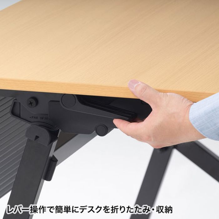 【沖縄・離島配送不可】【代引不可】フォールディングデスク W750×D450mm キャスター付 スタッキングタイプ 折たたみ 収納 コンパクト オフィスデスク サンワサプライ FLD-7545 [3]