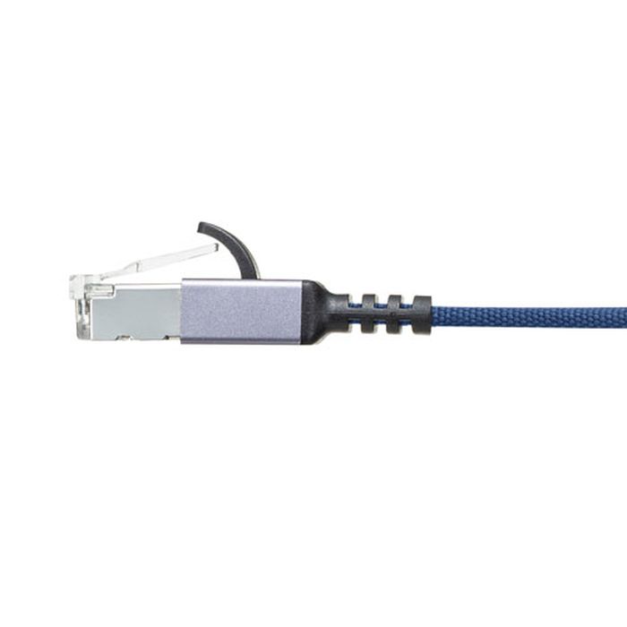 【代引不可】LANケーブル CAT6A 5m メッシュ フラットタイプ 10Gビットイーサネット対応 超高速 モールド加工 ツメ折れ防止カバー付 ブルー サンワサプライ KB-FL6AME-05BL