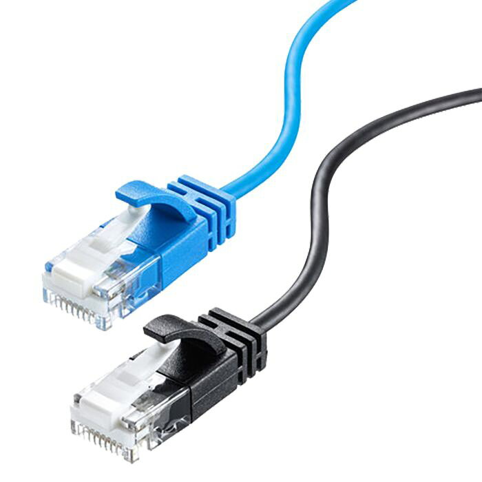 Lan （~5 m） - 【代引不可】LANケーブル CAT6A 10Giga対応 超極細 5m 高速伝送 三重構造 ツメ折れ防止コネクタ ツメ折れ防止カバー サンワサプライ KB-SL6A-05
