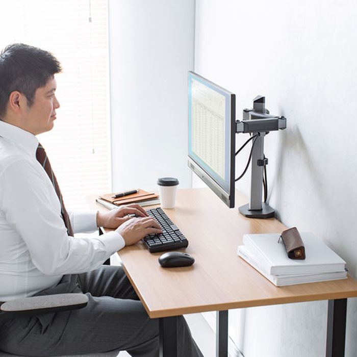 【代引不可】水平液晶モニターアーム 1画面タイプ 机上面有効活用 ディスプレイアーム スタイリッシュ デスクワーク テレワーク シルバー サンワサプライ CR-LA2001