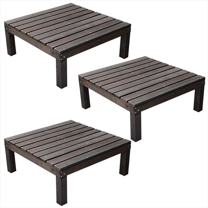 【北海道・沖縄・離島配送不可】【代引不可】ユニットウッドデッキ harmonie 90×90cm 3個組 デッキ ウッドデッキ 縁台 飾り棚 天然木 お庭 ガーデニング おしゃれ ダークブラウン 住まいスタイル SDKIT9090-3P-DBR