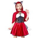 HW レディアニマル 赤ずきん×狼 コスチューム レディースサイズ 女性 ケープ ワンピース しっぽ ハロウィン コスプレ 衣装 仮装 変装 クリアストーン 4580136529669