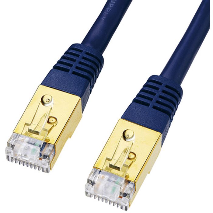 【代引不可】次世代10GBASE完全対応 ノイズに強い最強LANケーブル カテゴリ7LANケーブル（0.2m・ネイビーブルー） サンワサプライ KB-T7-002NVN