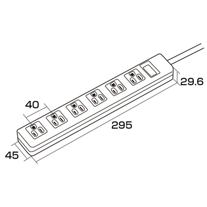 【代引不可】3P6個口 マグネット・通電ランプ付 2Pスイングプラグ仕様 電源タップ（3P・6個口・2.5m） サンワサプライ TAP-N3625MGN