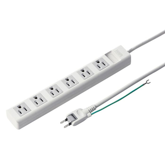 【代引不可】3P6個口 マグネット・通電ランプ付 2Pスイングプラグ仕様 電源タップ...