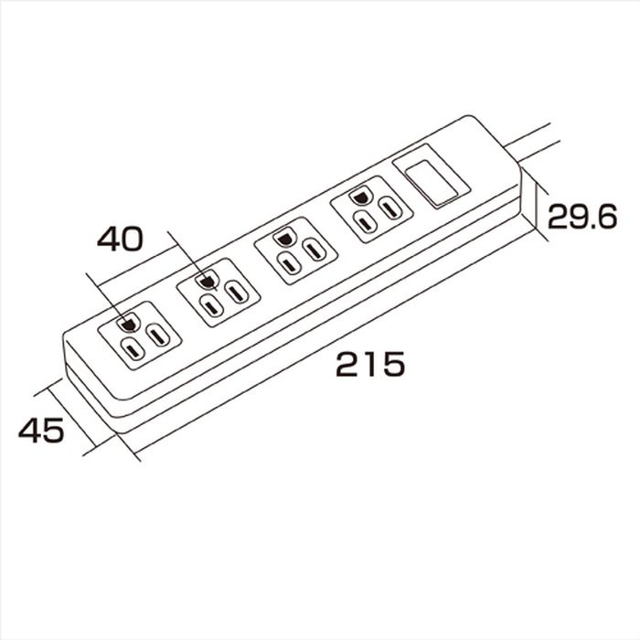 【代引不可】2Pスイングプラグの電源タップ（3P・4個口・5m） サンワサプライ TAP-N3450N