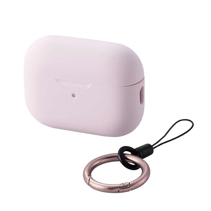 【代引不可】AirPods Pro 第2世代(2022)ケース シリコン カバー カラビナ付ピンク エレコム AVA-AP4SCPN