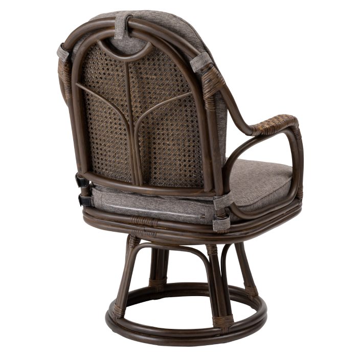 【北海道・沖縄・離島配送不可】【代引不可】ラタン回転チェア 家具 インテリア 新生活 模様替え デザイン 天然素材 肘置き グレー 東谷 NRS-440GY [2]