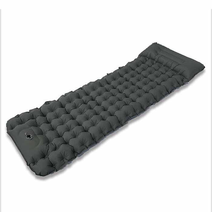 エアマット キャンプ 車中泊 マット 10センチ 収納袋付 足踏み式 軽量 コンパクト 連結可能 厚さ10cm 幅68cm 長さ200cm エアーマット 防災グッズ アウトドア グレー WINGEAR WG-AMT9-GY