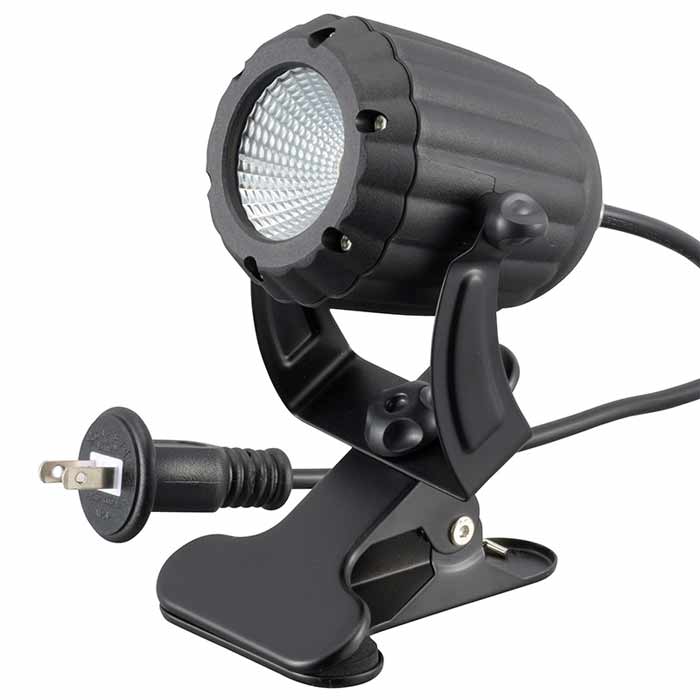 LED防塵防水クリップライト 400lm ブラック 玄関 庭 防犯 コンセント OHM LTC-COB-BB