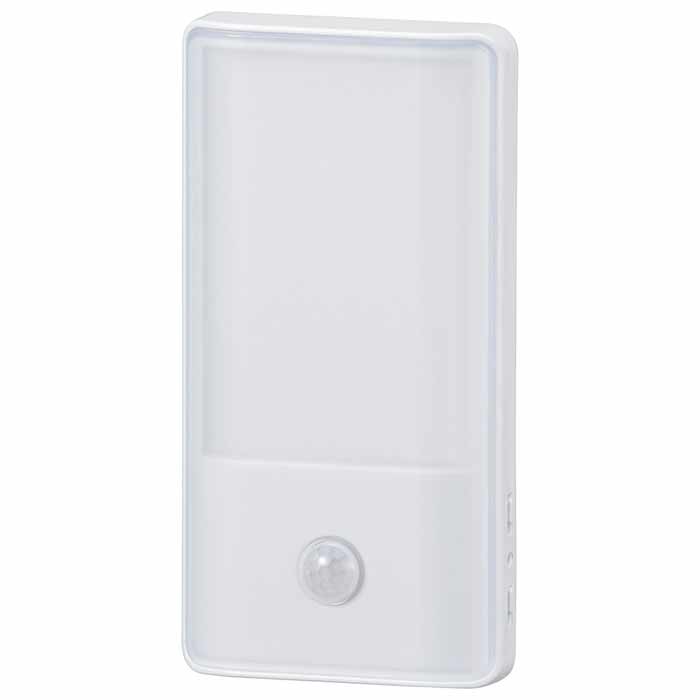 LEDナイトライト 明暗+人感センサー AC電源 0.8W 電球色 50 lm 廊下 寝室 照明 納戸 クローゼット 配線 工事不要 OHM NIT-ALA6JY-WL