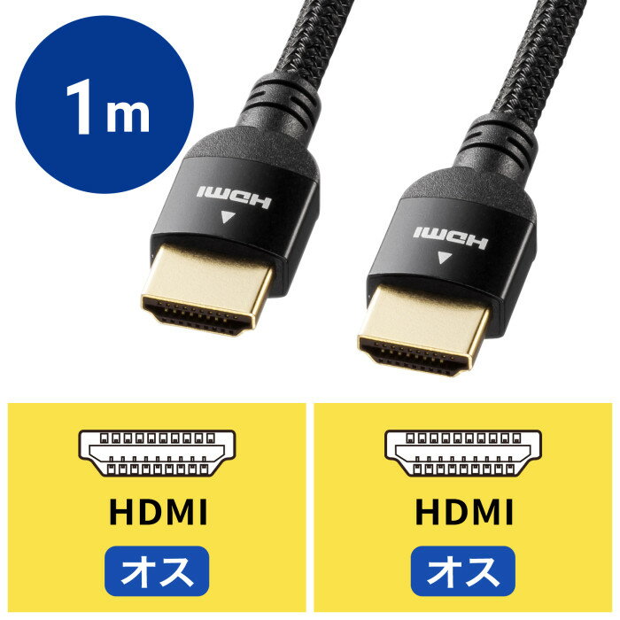 【代引不可】ハイスピード HDMI ナイロンメッシュケーブル ブラック 1m ディスプレ...