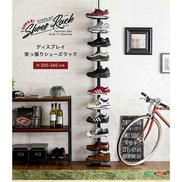 スマホカバー専門店 ドレスマの【北海道・沖縄・離島配送不可】【代引不可】ディスプレイ 突っ張り シューズラック 靴 収納 整理 インテリア 家具 ホワイト ホームテイスト PPSS--WH｜アングル2