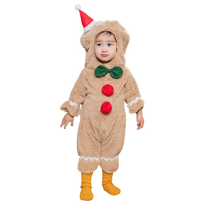 XM マシュマロジンジャーマン ベビー カバーオール 仮装 コスプレ 衣装 忘年会 クリスマス ハロウィン ..