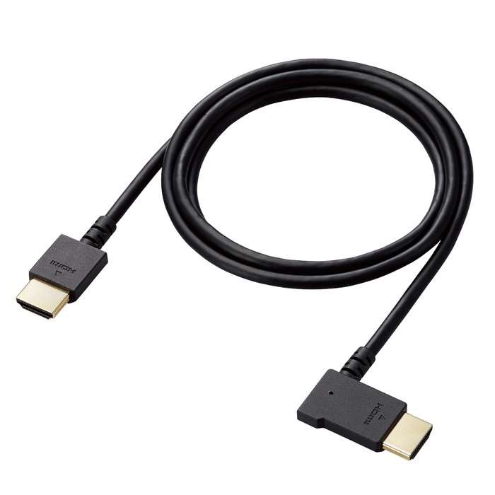 HDMI ケーブル HIGH SPEED with Ethernet L字 左向き 1m 4K 30Hz やわらか HEC ARC タイプA・19ピン - タイプA・19ピン RoHS指令準拠 ブラック エレコム CAC-HD14EYL10BK
