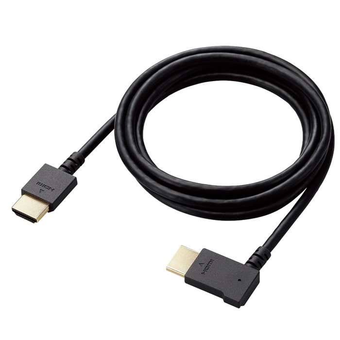 SEARCH WORD：hdmiケーブル cable tvケーブル テレビ接続ケーブル hdmi モニター hdmiケーブル デュアルモニター PC パソコン 周辺機器 アクセサリー AV機器 オーディオ テレビ ビデオ商品概要：■ケーブルの出っ張りを抑えられるL字型コネクターを採用。右側にHDMI出力端子があるノートパソコンにおすすめの右向きタイプです。 ■ノートパソコン接続時、マウス操作をする手にケーブルが干渉せず、パソコン周りのスペースを有効に使えます。 ■デスクトップパソコンやテレビの裏など、狭い場所でもケーブルが場所を取らずに使えます。機器を壁に寄せて設置できます。 ■配線時の取り回しがしやすく束ねてもクセが残りにくい、やわらかケーブルを採用しています。 ■1本のケーブルで、映像信号と音声信号をデジタルのままで高速伝送するだけでなく、イーサネット信号の双方向通信を実現します。 ■100Mbpsのイーサネット通信を実現する、HEC(HDMIイーサネットチャンネル)に対応しています。 ■デジタル音声をテレビなどの表示機器からAVアンプなどの出力機器へ伝送できる、ARC(オーディオリターンチャンネル)に対応しています。 ■4K(3840×2160px)/30Hz、Full HD(1920×1080px)/120Hzの解像度に対応しています。 ■色深度は従来の24bit(Full Color:フルカラー)から、30/36/48bit(Deep Color:ディープカラー)まで対応し、より豊かな色表現が可能です。 ■サビなどに強く信号劣化を抑える金メッキピン・金メッキプラグを採用しています。 ■外部ノイズの干渉から信号を保護する3重シールドケーブルを採用しています。 ■EUの「RoHS指令(電気・電子機器に対する特定有害物質の使用制限)」に準拠(10物質)しています。 ■自社環境認定基準を1つ以上満たし、『THINK ECOLOGY』マークを表示した製品です。 ■環境保全に取り組み、製品の包装容器におけるプラスチック重量を、社内基準製品より20%以上削減した製品です。 ■環境保全に取り組み、製品の包装容器が紙・ダンボール・ポリ袋のみで構成されている製品です。商品仕様：■メーカー：エレコム■JANコード：4549550297363■商品名：HDMI ケーブル HIGH SPEED with Ethernet L字 右向き 1.5m 4K 30Hz やわらか HEC ARC タイプA・19ピン - タイプA・19ピン RoHS指令準拠 ブラック■型番：CAC-HD14EYR15BK■対応機種：HDMI(タイプA・19ピン)側:HDMI入力端子を持つ液晶テレビ・プラズマテレビ・プロジェクター等、HDMI(タイプA・19ピン)側:HDMI出力端子を持つAV機器・ゲーム機等 ■規格：High Speed HDMI Cable with Ethernet (HDMI 1.4a)認証 ■コネクタ形状1：HDMIプラグ(タイプA・19ピン) ■コネクタ形状2：HDMIプラグ(タイプA・19ピン)右向き ■ケーブルタイプ：やわらか ■伝送速度：10.2Gbps ■対応解像度：最大4K(3840×2160px)/30Hz ■シールド方法：3重シールド ■プラグメッキ仕様：金メッキピン・金メッキプラグ ■ケーブル長：約1.5m ※コネクター含まず ■カラー：ブラック ■ケーブル太さ：約4.5mm ■環境配慮事項：EU RoHS指令準拠(10物質)■ご注意事項：商品画像はイメージです。画面上のカラーはご使用ブラウザやモニターの設定により、実物とは若干異なる場合がございます。あらかじめご了承の上、ご注文をお願いいたします。※商品概要、仕様、サービス内容及び企業情報などは商品発表時点のものです。※最新の情報に関しましては、メーカーサイトをご覧ください。※発売前予約商品についてはメーカーの商品製造数により納期が遅れる場合やご注文キャンセルをお願いする場合がございます。