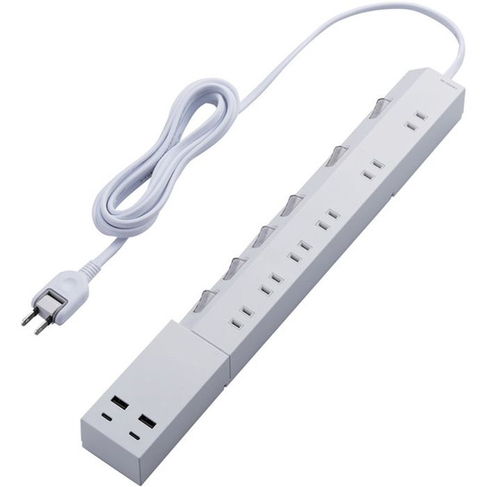 yszUSB^bv USB Type-C~2(ő45W) USB-A~2(ő12W) őo45W AC~6 ʃXCb` 2.5m zCg GR ECT-24625WH