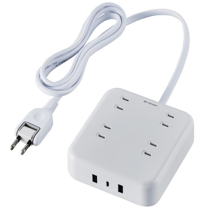 yszUSB^bv USB Type-C~1(ő20W) USB-A~2(ő12W) őo32W AC~4 1.5m zCg GR ECT-25415WH