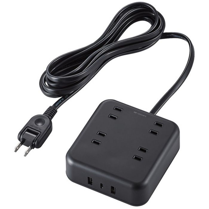 yszUSB^bv USB Type-C~1(ő20W) USB-A~2(ő12W) őo32W AC~4 3.0m ubN GR ECT-25430BK