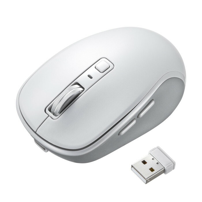 【代引不可】SANWA SUPPLY 静音 Bluetooth ワイヤレスマウス 充電式・5ボタン ホワイト サンワサプライ MA-WBBS519W