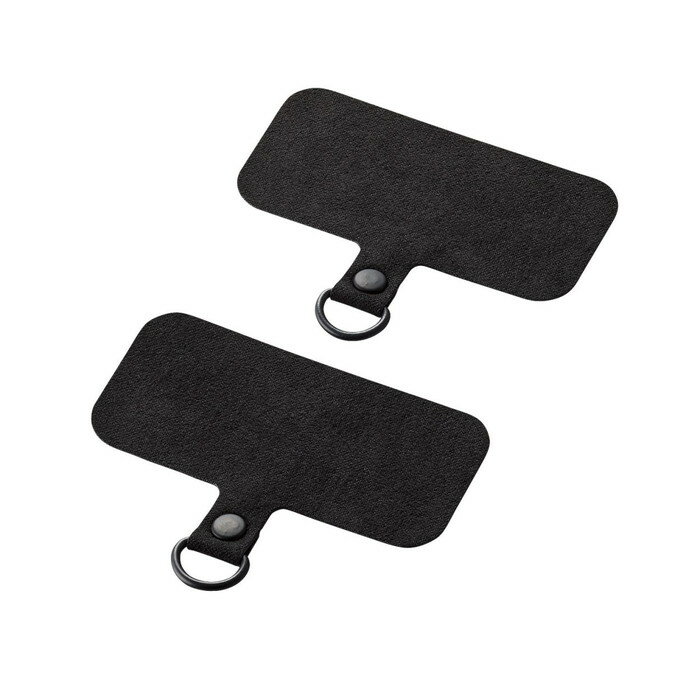 【代引不可】スマホ ストラップホルダー シート ケーブル穴用 1口タイプ 2枚入り ストラップシート タグパッチ ブラック エレコム P-STHD1BKN