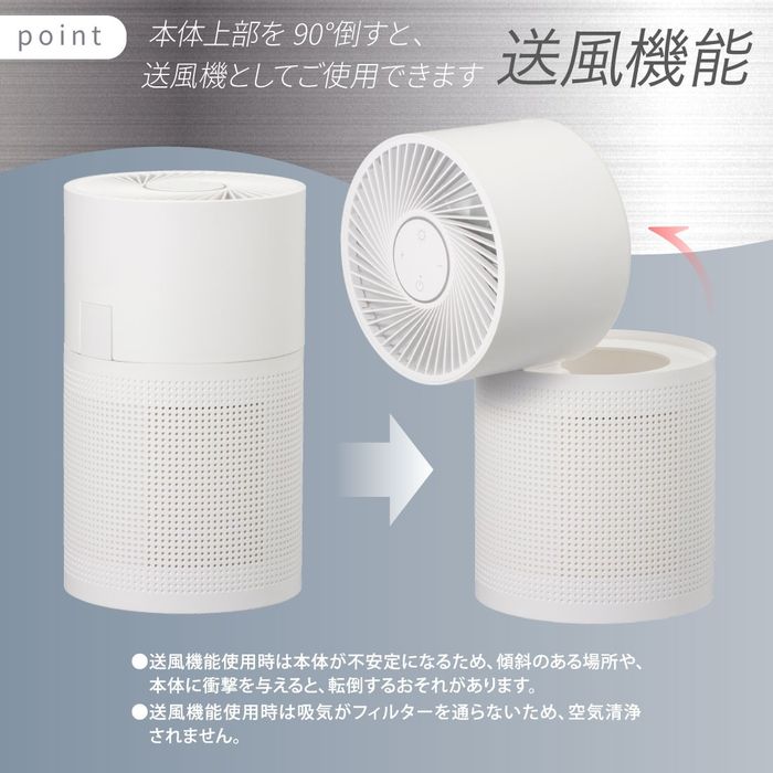 送風機能付き空気清浄機 風量3段階調整 14W 推奨面積10畳 ライト機能 ホワイト OHM AP-600-W