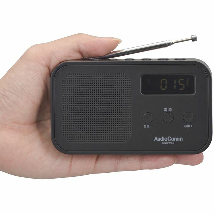 コンパクト卓上ラジオ （ワイドFM 乾電池・ACの2電源 単4形×3本使用 デジタル高感度受信 ブラック） OHM RAD-H225N-K