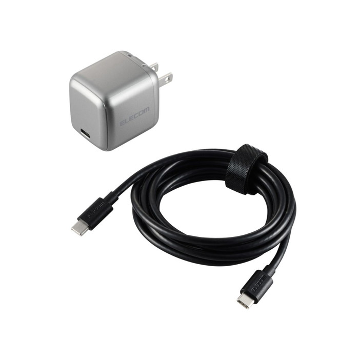 【代引不可】ノートPC向けACアダプター USB PD対応 70W USB-C×1 C-Cケーブル付属 2m スペースグレー エレコム ACDC-PD8970SGYのサムネイル