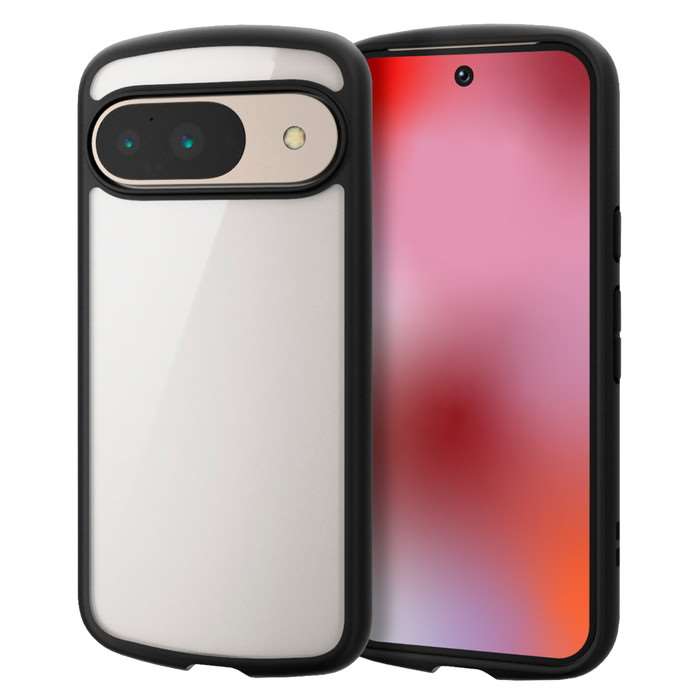 Google Pixel 9 Google Pixel 9 Pro ハイブリッドケース TOUGH SLIM LITE フレームカラー 背面クリア ストラップシート付属 ブラック エレコム PM-P242TSLFCBK