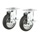 【代引不可】汎用キャスター 125mm径 2個セット フリー ストッパー付き サンワサプライ CST-125ER-FRST2