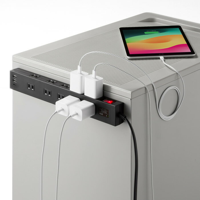 ������Բġ��륿�å� 10�ĸ���USB-A+Type-C PD20W �֥�å� 2m ����掠�ץ饤 TAP-SP2110NUC-2BK