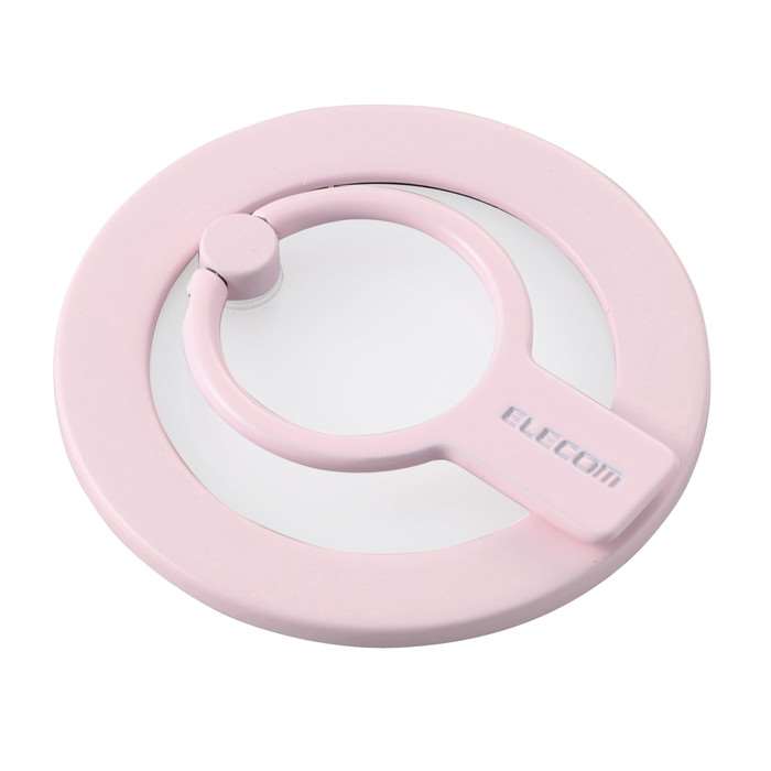 【代引不可】スマホリング マグネット 落下防止 リング 着脱可能 スマホスタンド機能 クリアパーツ 縦置き 横置き ワイヤレス充電可 電子決済対応 ピンク エレコム P-STRMKHICRPN