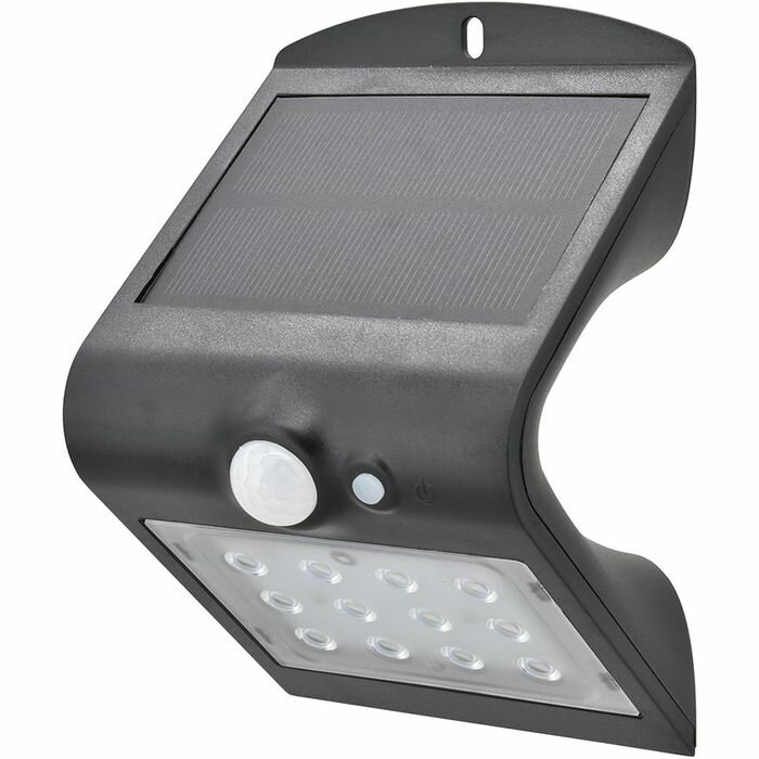 センサーウォールライト ソーラー式 200ルーメン ブラック OHM LT-SBF22DW