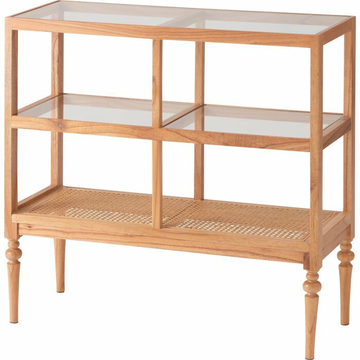 【北海道・沖縄・離島配送不可】【代引不可】オープンシェルフ ろくろ脚 幅80cm ガラス天板 収納  ...